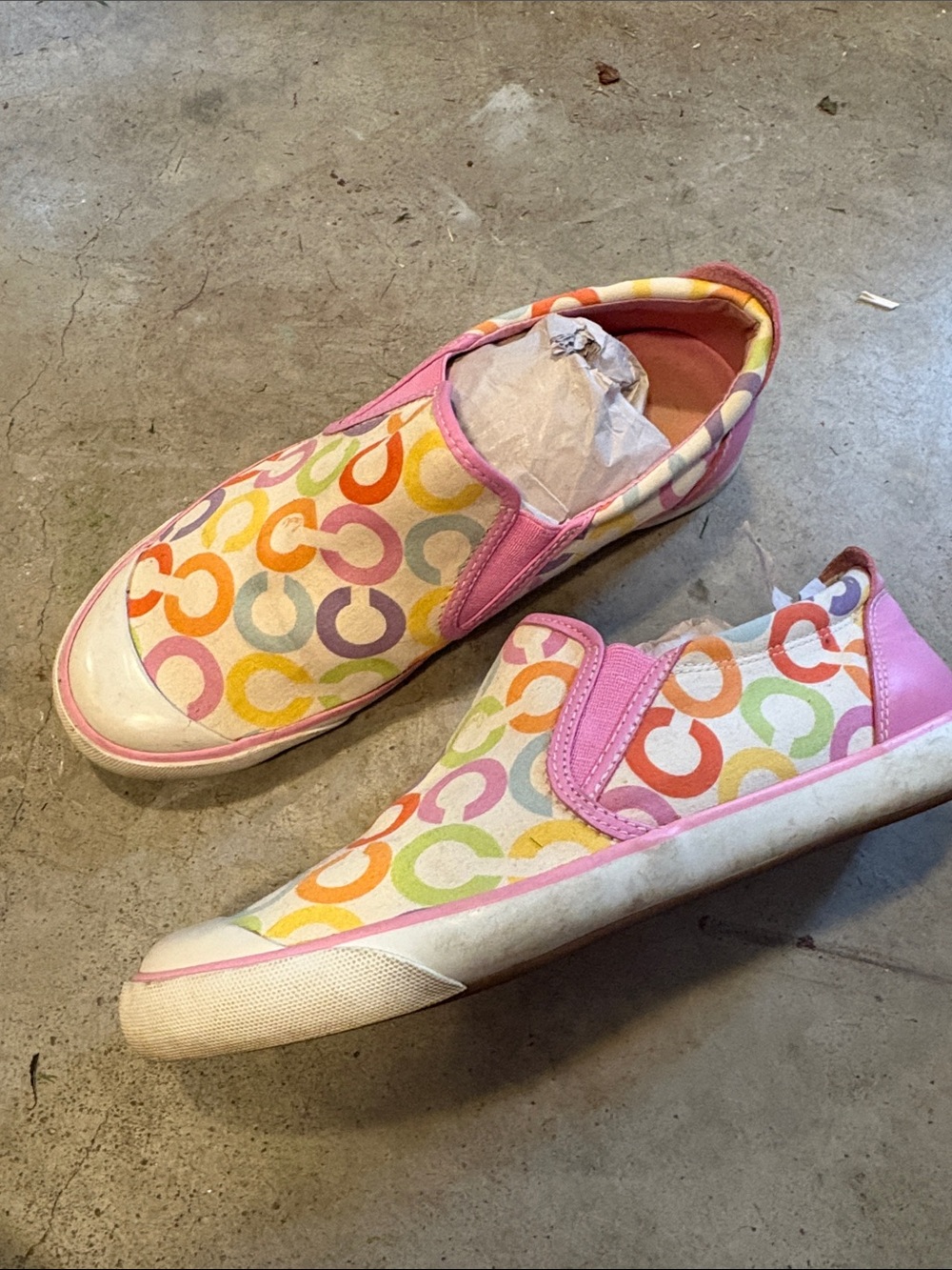Coach slip-On Canvas Sneakers with Colorful Circle Print - Pink Accent size 9.5